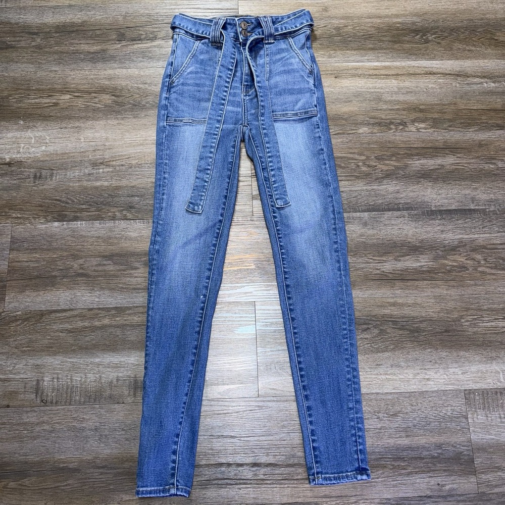 American Eagle Outfitters High-Waised Skinny Jeans Womens 0R Tied Waste 2-Button